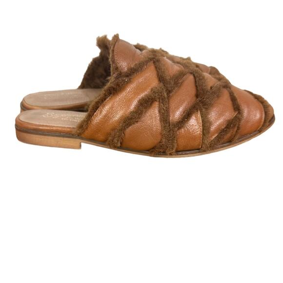 Seychelles Survival Cozy Mule Slides Leather Faux Fur Tan Size 8.5 - Picture 6 of 8